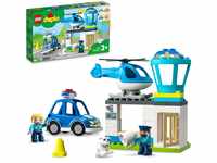 LEGO DUPLO Polizeistation mit Hubschrauber, Polizeiauto und Steine, Polizei-Spielzeug