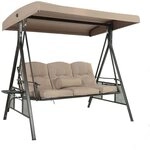 Home Deluxe - Hollywoodschaukel DESCANSO Beige - 3-Sitzer, B/H/L 115cm x 195cm x