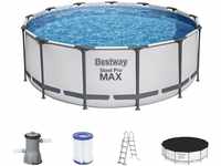 Bestway Steel Pro MAX Frame Pool Komplett-Set mit Filterpumpe Ø 396 x 122 cm,