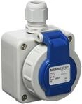 Mennekes AM 10863 Wandsteckdose SCHUKO 16A 230V IP68 Bajonettdeckel blau anscharniert