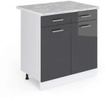 Vicco K&uuml;chenunterschrank R-Line, Anthrazit Hochglanz, 80 cm, AP Marmor, zur freien