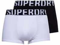 Superdry Mens DUAL Logo Double Pack Trunks, Black/Optic, Large