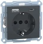 Schneider Electric Merten Schuko-USB-Steckdose, USB-Typ A+C, Unterputz, System M,