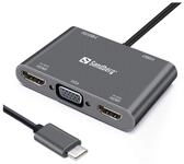 Sandberg USB C Dock 2xHDMI 1xVGA USB PD