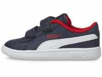 PUMA Unisex Baby Smash v2 L V Inf Sneaker, Peacoat White-High Risk Red, 20 EU