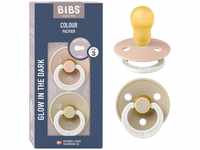 BIBS Colour Glow Schnuller 2er-Pack, BPA-frei. Leuchtet im Dunkeln, Kirschform