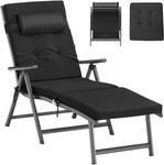 SONGMICS Sonnenliege, klappbar, Liegestuhl mit 6 cm dickem Polster, abnehmbares