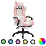 vidaXL Gaming Stuhl mit RGB LED-Leuchten Fu&szlig;st&uuml;tze H&ouml;henverstellbar Chefsessel