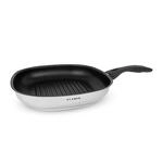 KLAMER Grillpfanne Induktion 28cm Schmorpfanne Steakpfanne aus Edelstahl