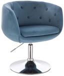SVITA Panama Retro Loungestuhl Polsterstuhl Cocktailsessel Blau Petrol Samt-Optik
