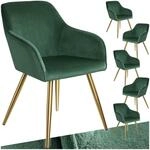 tectake 6er Set moderner Esszimmer Stuhl, Sitzfl&auml;che aus Samt, Armlehnstuhl,...