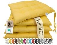 ZOLLNER 4er Set Sitzkissen in 40x40cm - gem&uuml;tliche Stuhlkissen mit Bindeb&auml;nder -