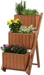dobar&reg; 29251e ausklappbare Pflanztreppe Dreistufig | Blumentreppe mit 3 separaten