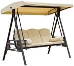 Outsunny 3-Sitzer Hollywoodschaukel Gartenschaukel mit Sonnendach Kissen Metall