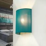 Wandleuchte Stoffschirm in Petrol Wohnzimmer Flur H:23 cm E27 Up Down halbrund