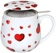 Konitz Becher Tea for you - Little Hearts | 420 ml Teebecher mit Sieb aus Porzellan