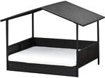 PawHut Rattan Hundeliege Outdoor mit Dach, Erh&ouml;htes Hundebett 69 x 98 x 70 cm