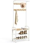 VASAGLE Garderobenst&auml;nder, Garderobe, mit Schuhbank, 4-in-1 Design, 9 abnehmbare