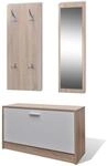 vidaXL Garderoben Set Flur 3-in-1 Eiche Schuhschrank Spiegel Garderobenpaneel