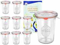 9er Set Original WECK 3/4-Liter Sturzglas, 850 ml, Rundrandglas RR100 +...