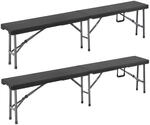 Casaria&reg; 2er Set Bierbank Klappbar 8 Personen Rattanoptik 183cm Kunststoff Klappbank