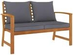 vidaXL Akazienholz Massiv Gartenbank 120cm mit Dunkelgrauen Kissen Gartenm&ouml;bel