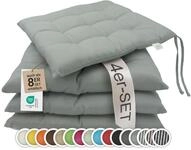 ZOLLNER 4er Set Sitzkissen in 40x40cm - gem&uuml;tliche Stuhlkissen mit Bindeb&auml;nder -