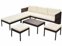 vidaXL Gartenmöbel 6-TLG. mit Auflagen Sitzgruppe Sitzgarnitur Sofa Lounge...