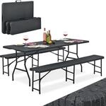Juskys Bierzeltgarnitur Amberg 3-teilig & klappbar - 180 x 74 x 74-2 Bierb&auml;nke &