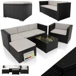 Juskys Polyrattan Lounge Punta Cana L f&uuml;r 4-5 Personen mit 3er Sofa, Sessel, Hocker,