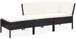 vidaXL Gartenm&ouml;bel 3-TLG. mit Auflagen Lounge Sofa Sitzgruppe Garten Garnitur