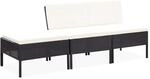vidaXL Gartenm&ouml;bel 3-TLG. mit Auflagen Lounge Sofa Sitzgruppe Garten Garnitur