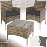 tectake&reg; Poly Rattan M&ouml;bel Gartenset mit Wechselbez&uuml;gen, 2 St&uuml;hle und Tisch mit