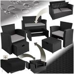tectake Polyrattan Garten Sitzgruppe f&uuml;r 4 Personen mit Hocker, Rattan...