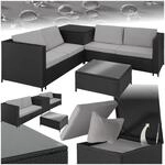 tectake Polyrattan Sitzgruppe f&uuml;r 4 Personen, Balkon Garnitur mit Sitzkissen,