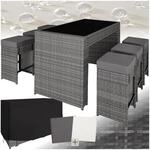 tectake&reg; Bartisch mit Barhocker Set, Polyrattan Gartenbar Set mit Bartisch und 6