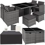tectake&reg; Rattan Lounge M&ouml;bel Set mit Aluminium Gestell, 4 St&uuml;hle, 4 Hocker, Tisch,