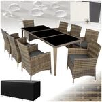 tectake Aluminium Poly Rattan Gartenm&ouml;bel Set 8 St&uuml;hle mit Tisch mit...