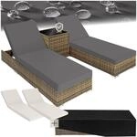 tectake&reg; 2er Garten Lounge Sonnenliegen Set mit Tisch, Aluminium Gartenliege,