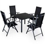 Casaria&reg; Gartenm&ouml;bel Set 4 St&uuml;hle mit Tisch 90x90cm Aluminium Sicherheitsglas