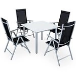 Casaria&reg; Gartenm&ouml;bel Set 4 St&uuml;hle mit Tisch 90x90cm Aluminium Sicherheitsglas