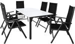 Casaria&reg; Gartenm&ouml;bel Set 6 St&uuml;hle mit Tisch 150x90cm Aluminium Sicherheitsglas
