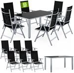 Casaria&reg; Gartenm&ouml;bel Set 6 St&uuml;hle mit Tisch 150x90cm Aluminium Sicherheitsglas
