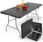 Arebos Gartentisch Klappbar Wetterfest Rattan Optik Schwarz | 182x74 cm 