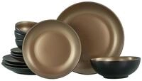CreaTable, 23600, Serie GLAMOUR - Gold, 12-teiliges Geschirrset, Teller Set aus
