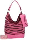 Fritzi Izzy07 Olga Canvas Zebra Pink Hobo Baumwollmix Damen Umh&auml;ngetasche Festival