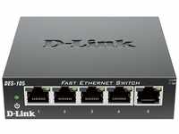 D-Link DES-105 5-Port Layer2 Fast Ethernet Switch Metall (10/100 Mbit/s, einfache