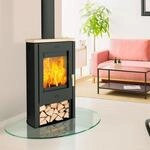 Fireplace K5733 Tuvalu Kaminofen Stahl Schwarz | Topplatte Sandstein/A+