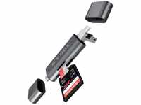 ICY BOX SD Kartenleser mit USB 3.0 für SD & Micro-SD, 3 USB-Stecker (USB-C, USB-A,