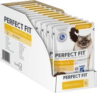 Perfect Fit Sensitive 1+ Katzennassfutter mit Huhn in Sauce, 12 Portionsbeutel,
